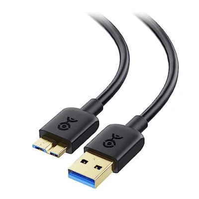 Image of Cable Matters Micro USB 3.0 3m (Micro 3 Cable/USB Hard Drive Cable) in Black Metres for External Drives Western Digital My Passport, Seagate Expansion, Toshiba Canvio