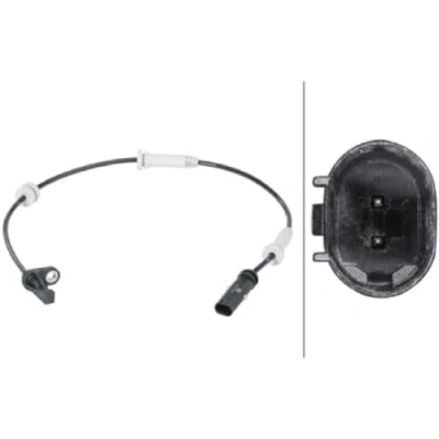 Image of 34526791224, 34526869320, 6791224, 6869320 ABS Sensor HELLA 6PU 012 679 891 Front Axle Hall 2 pin connector 520mm BMW: 1 Hatchback, 3 Saloon