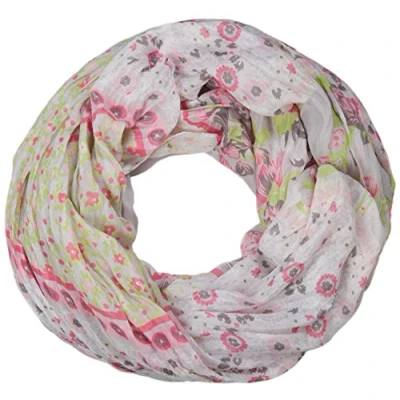 Image of styleBREAKER loop tube scarf with allover floral pattern mix, crash and crinkle, paisley, points, flowers, roses 01014008, Colour:Light Grey