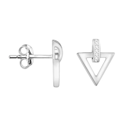 Image of SOFIA MILANI Women&#039;s Earrings 925 Silver with Zirconia Stones Triangle Stud Earring 21116
