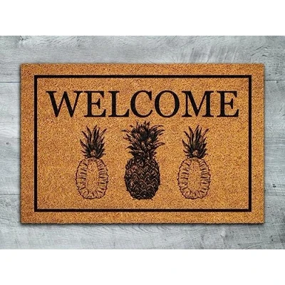 Image of Traqunn Welcome Pineapples Door Mat,Pineapples Pineapple Mats,Pineapple Funny Doormat,Welcome Outdoor Mat 36X24 In