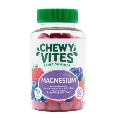 Image of Chewy Vites Adult Magnesium 60 Gummy Vitamins Citrate 82.5mg per 2 Months Supply Real Fruit Juice Berry Flavour 1 a Day