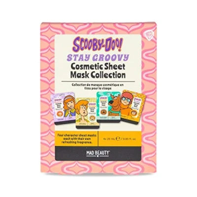 Image of MAD BEAUTY Scooby Doo Sheet Face Masks Set (Pack of 4) Daphne, Shaggy, Scooby, and Velma Lavender, Coconut, Cucumber, Watermelon, Hydrate Skin