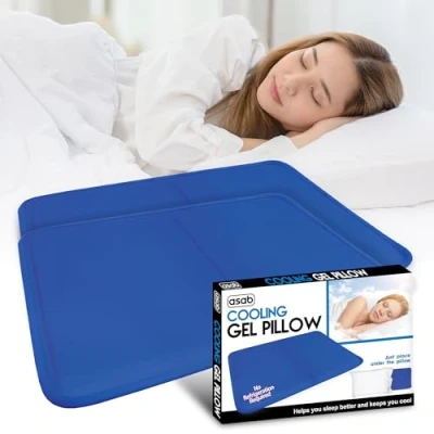Image of ASAB Cooling Gel Pillow for Relief of Migraine Headache Night Sweat Fever Pad Cushion Mat Absorbs 30x40cm Chill Improve Quality Sleep &amp; Sleeping Temperature (Pack 2)