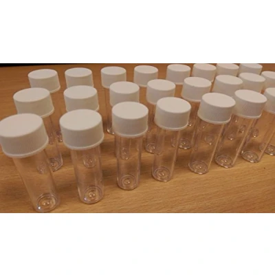 Image of 5ml plastic test tubes vials sample containers powder craft with screw caps x 20