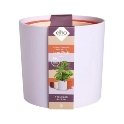 Image of elho Lex Pott set of 4 Plant Pots Indoor 100% Recycled Plastic Ø 11, 13, 14 and 15 cm Purple/Soft Lilac