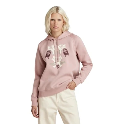 Image of G STAR RAW Women&#039;s Look Book Graphic Hooded Sweater Sweatshirt, Purple (Lt Berry Mist D24670 a971 8147), S