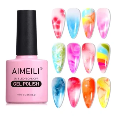 Image of AIMEILI Hema Free Clear Blooming Gel Nail Polish, UV LED Blossom for Decoration, Spreading Effect, Painting Art Design Manicure 10ml