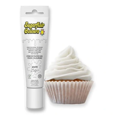 Image of Sugarflair Essentials Food Colouring Gel White Concentrated for Sugar Paste, Royal Icing, Buttercream, Cake Decorations, Cakes and More! Vibrant Colour Dye 25g