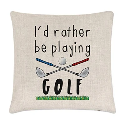 Image of Gift Base I&#039;d Rather Be Playing Golf Linen Cushion Cover