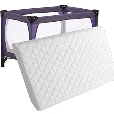 Image of New Baby Travel Cot Foam/Mattress Waterproof Cover Extra Thick Quilted Fits Most Graco/M&amp;P Toddler Cots, Breathable Anti Allergenic (120cm x 60cm 10cm)