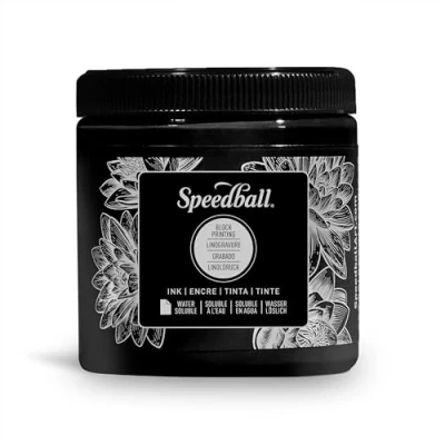Image of Speedball Water Soluble Block Printing Ink 8oz Black, Waterproof Relief Ink, Lino, Wood, Soft Block, Printing, Artist Art Tool Kit Accessories, Set