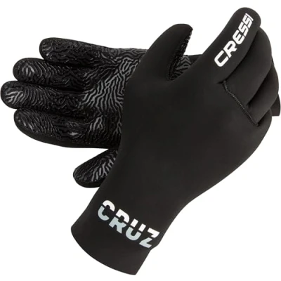 Image of Cressi Cruz Gloves 3mm Neoprene Diving Black Anti Slip Palm System,XXL/6, Adult Unisex