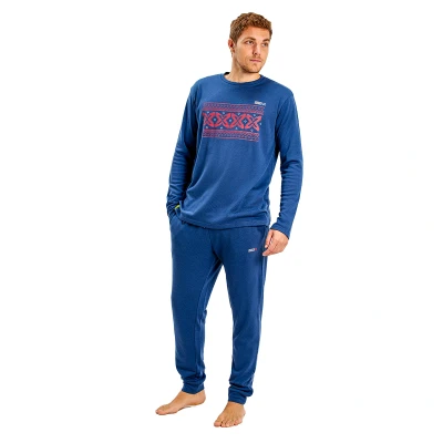 Image of Munich Mens Long Sleeve Winter Pajamas MUDP0250 Blue Size 2XL