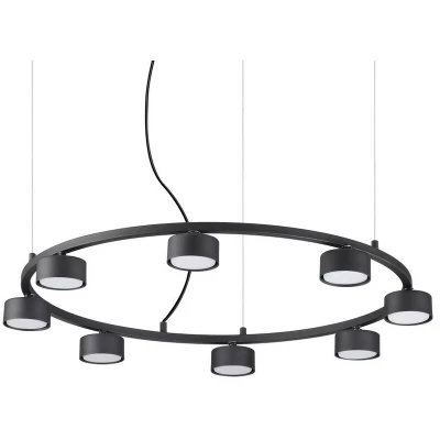 Image of Minor Indoor 8 Light Circular Ceiling Pendant Lamp Lights Black