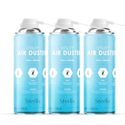 Image of Sterlix Air Duster Can Compressed Spray Dust Cleaner PC, Keyboard, Electronic Devices &amp; Car Cleaning Protect, 3 x 400ml, Packaging May Vary
