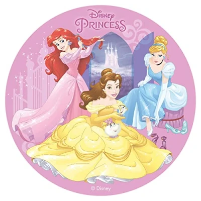 Image of Princesses Princess Round 20cm 8 inch Edible Wafer Cake Topper. Licensed Product. Dekora.