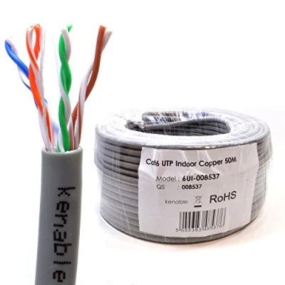 Image of kenable Indoor CAT6 UTP 23AWG COPPER Ethernet PVC Network Cable Reel 50m Grey [50 metres]