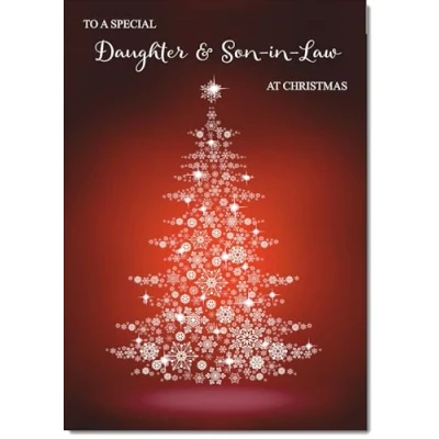 Image of doodlecards Daughter and Son in Law Christmas Card Snowflake Tree Large A4 Size for &amp; with Plain Envelope