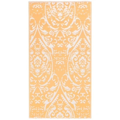 Image of vidaXL Outdoor Carpet for Balcony, Terrace, and Patio in Trendy Orange White 120x180 cm Polypropylene with Double Layer Jacquard Pattern