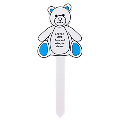 Image of Angraves Little Boy Memorial Baby Child Remembrance Verse Grave Ground Stake Plaque