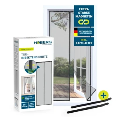 Image of Hoberg Insect Screen Curtain 80 x 210 cm Fly Door with XXL Magnetic Tapes Protection for Balcony Self Closing and Durable