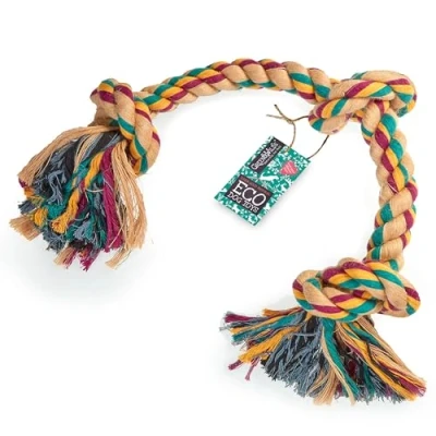 Image of Green &amp; Wilds Eco Friendly Large Rope Dog Toy Big 3 Knot Jute Sustainable Chew