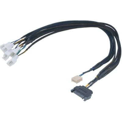 Image of Akasa FLEXA FP5S 1 to 5 Ways 4 pin PWM Fan Splitter Cable Supports Fans from a Single Motherboard Connector With 15 SATA PSU 45cm Black Braided AK CBFA07 45
