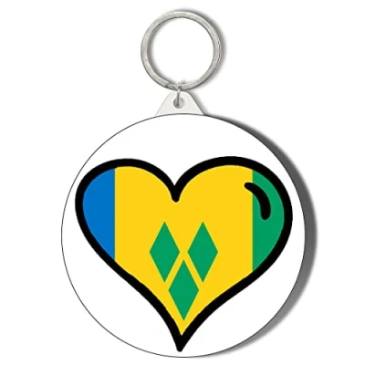Image of Gift Insanity SAINT VINCENT AND GRENADINES FLAG HEART SHAPED DESIGN 45mm Keyring