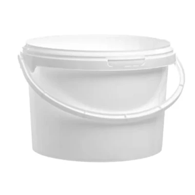 Image of Pack of 5 x 3 Litre White Round Plastic Bucket with Lid &amp; Handle