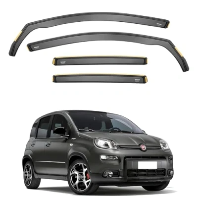 Image of ISPEED Wind Deflectors for FIAT PANDA MK3 2011 2024 5 Door Hatchback 4pc Set Keep Your Car Ventilated In Rain Reduce Turbulence Tinted Channel Type