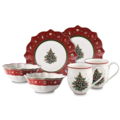 Image of Villeroy &amp; Boch 6 Pieces Toy&#039;s Delight Breakfast Set for 2, Red, Porcelain