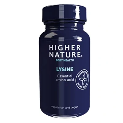 Image of Higher Nature Lysine Essential Amino Acid 500mg Supports Collagen Cold Sore Treatment Vegetarian &amp; Vegan 90 Tablets