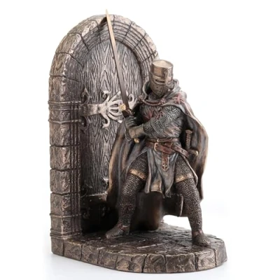 Image of Maltese Crusader in Armor Guarding Door Holding Sword Decorative Bookend