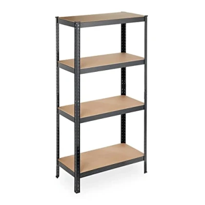 Image of Relaxdays Heavy Duty Shelving Unit, Max. Load 280 kg, 157x80x41 cm, 4 Shelves, Garage &amp; Warehouse Storage, Steel, Black