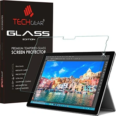 Image of TECHGEAR Glass Edition fits Microsoft Surface Pro 6, 4, 2017 Genuine Tempered Screen Protector Guard Cover Compatible with &amp; 4