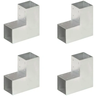 Image of vidaXL Post Connectors 4 pcs L Shape Galvanised Metal 91x91 mm