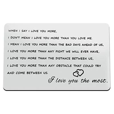 Image of Anniversary Card Gifts for Him Engraved Wallet Insert Boyfriend Husband Fathers Day Valentines Men Christmas Birthday I Love You