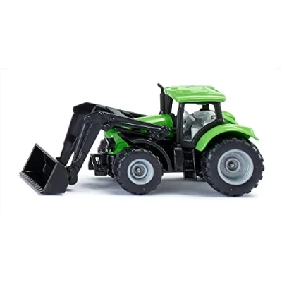 Image of siku 1394, DEUTZ FAHR with front loader, Metal/Plastic, Green, Movable Removable cab, Trailer coupling