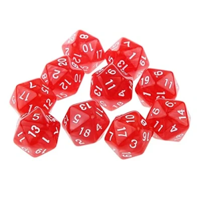 Image of Sharplace 10pcs Twenty Sided 25mm D20 RPG Dice Opaque Acrylic Game Red,