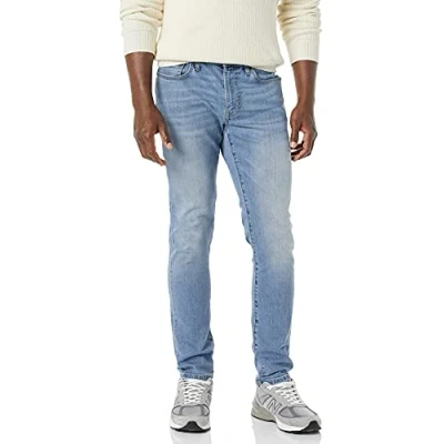 Image of Amazon Essentials Men&#039;s Skinny fit High Stretch Jean, Light Wash, 29W / 34L