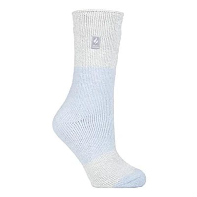 Image of HEAT HOLDERS Ladies Thermal Socks for Winter Outdoor &amp; Indoor Cuddly Fluffy Gifts Women (4 7, Powder Blue/Silver (Catania))