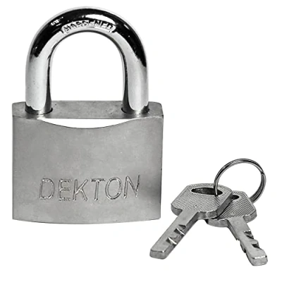 Image of Dekton 30MM Satin Padlock Heavy Duty Iron Construction with Steel Shackle Includes 3 Keys Ideal For Gates, Sheds &amp; Storage Durable Locking Mechanism Home and Industrial Use