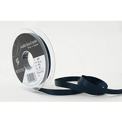 Image of Berisfords Double FACE Poly Satin Ribbon, Midnight, 10 mm