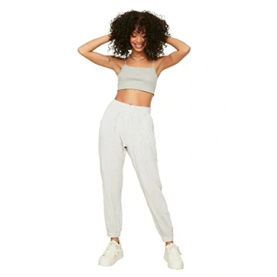 Image of Trendyol Women Plus Size Normal Waist Elastic Cuff Loose Jogger Tracksuit Bottoms Grau