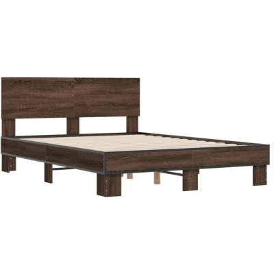 Image of vidaXL Bed Frame without Mattress Brown Oak 120x190 cm Small Double