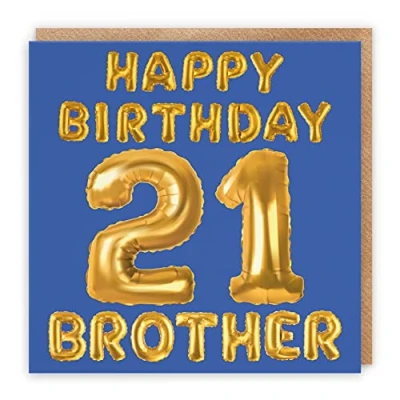 Image of Hunts England Large Brother 21st Birthday Card Happy 21 Balloon Collection 210 x mm Age