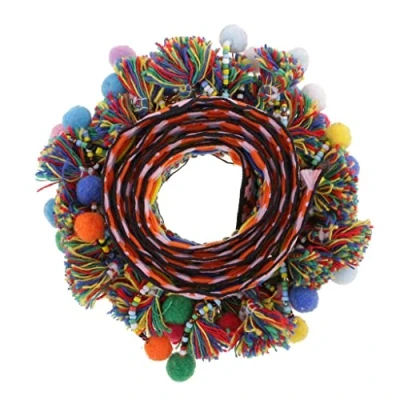 Image of MagiDeal 1 Yard Colorful Bead Fringe Tassels Braid Jacquard Ribbon Sewing for Decoration, Multicolor, 60mm