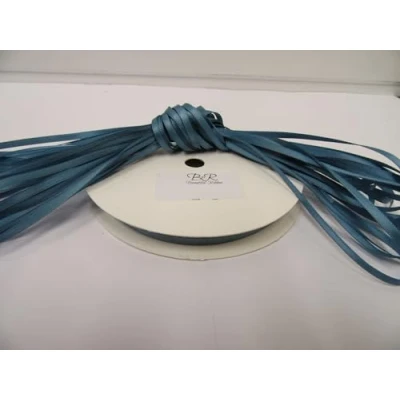 Image of 1 roll of 3mm x 50 metres Satin Ribbon Antique French Dusky Blue Double Sided 3 mm