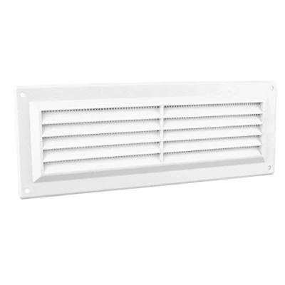 Image of 9&quot; x 3&quot; White Plastic Louvre Air Vent Grille with Flyscreen Cover